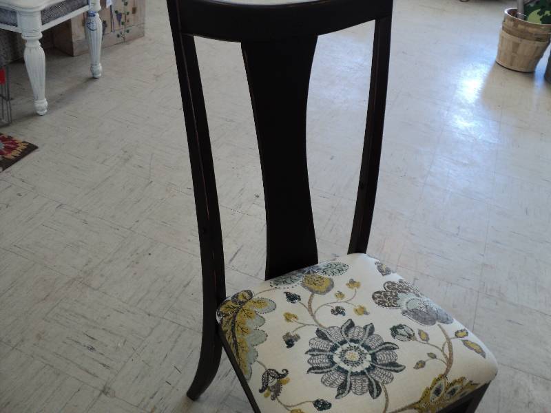 lot 19 image: Black chair with new upholstery...