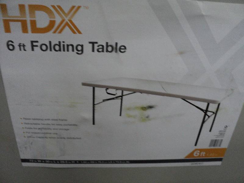 lot 77 image: HDX 6ft folding table...