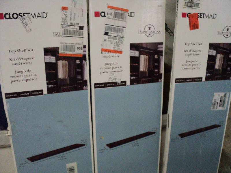 lot 114 image: 3 Closetmaid top shelf kits...