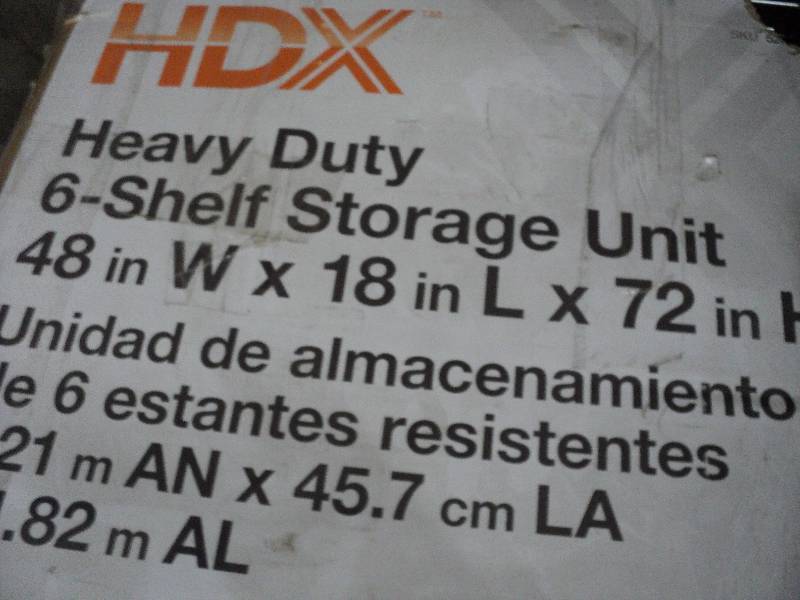 lot 115 image: HDX Heavy Duty 6 shelf unit - needs...