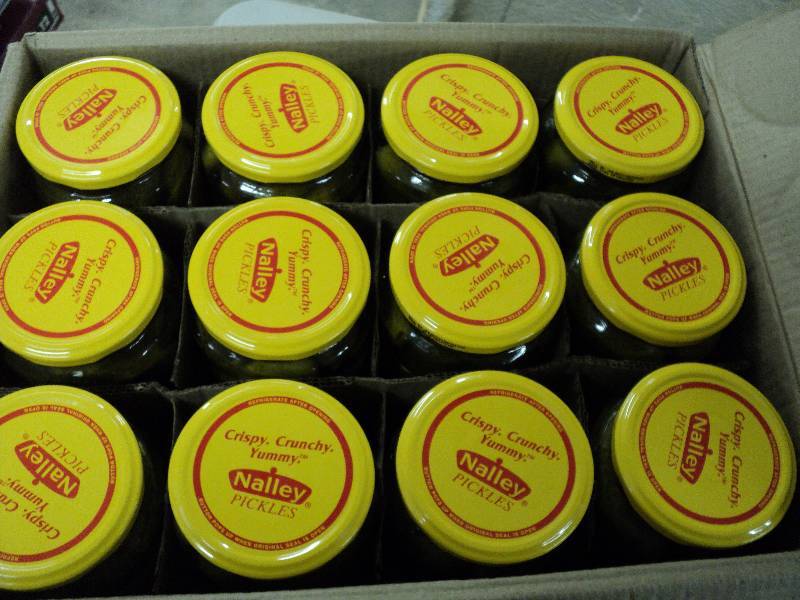 lot 136 image: Case of 12 jars of Nalley Baby Dill...