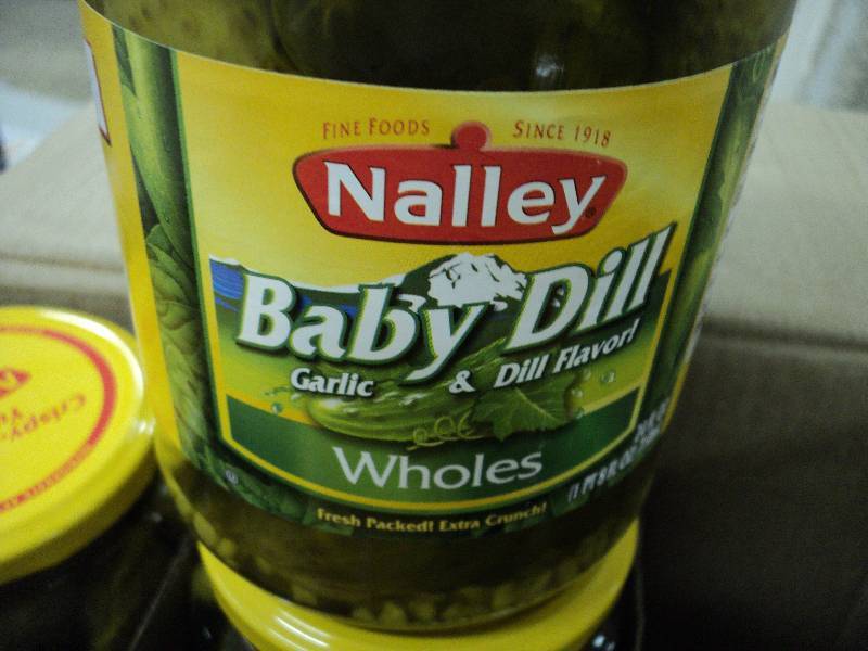 lot 138 image: Case of 12 jars of Nalley Baby Dill...