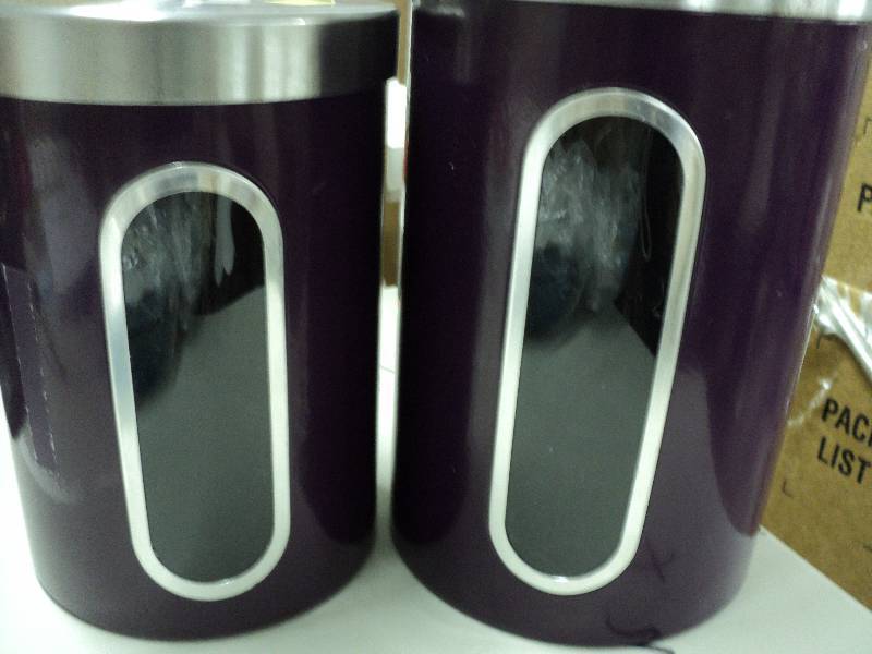 lot 181 image: 2 piece canister set 8 and 9 tall...