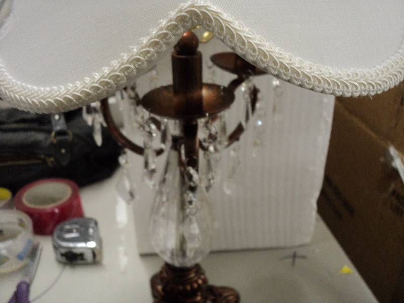 lot 218 image: 25 tall lamp with prisms and shade...