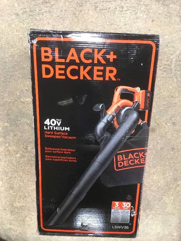 BLACKDECKER  120 MPH 90 CFM 40-Volt MAX Lithium-Ion Cordless Handheld Leaf SweeperVacuum with 1.5Ah Battery and Charger Included in good condition