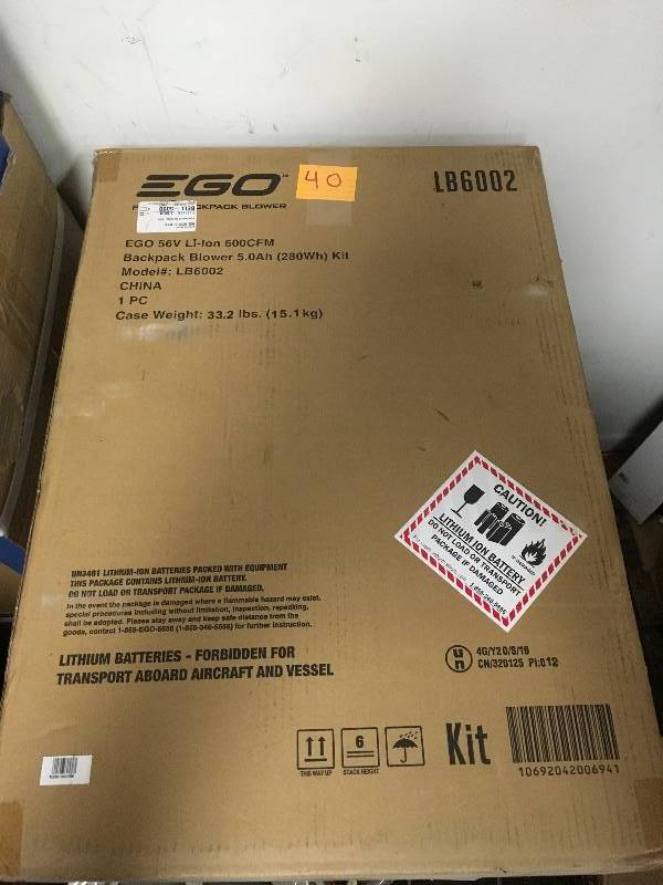 EGO  145 MPH 600 CFM 56-Volt Lithium-ion Cordless Backpack Blower with 5.0Ah Battery and Charger Included in good condition