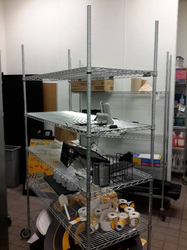 lot 30 image: NSF Heavy Chrome Rolling Shelf.. 2 Locking wheels