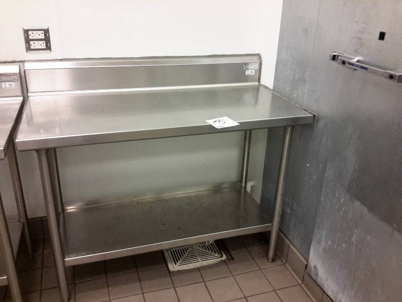 lot 8 image: Stainless Steel Work table with shelf and back splash