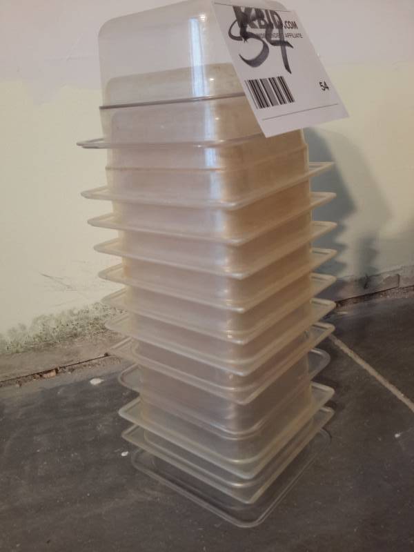 lot 54 image: 11, 1.62Qt Plastic Food Containers, NSF.. 6 x 4 x 4in