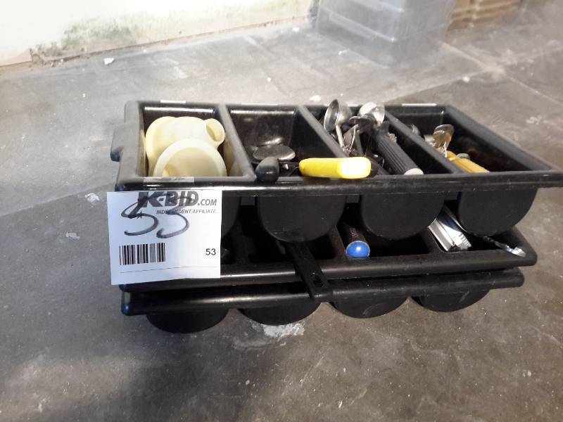 lot 53 image: Misc. Kitchen utensils as pictured.. Includes black trays