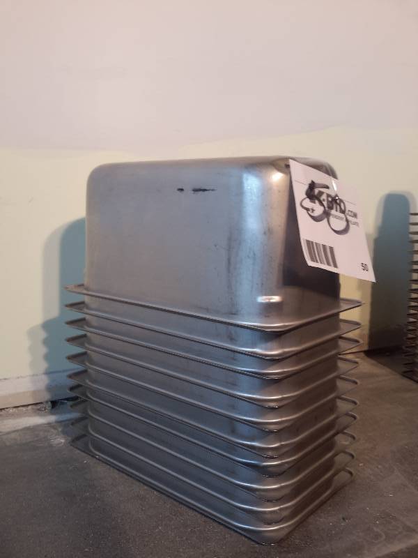 lot 50 image: 10, Stainless Steel, Food Containers.. NSF, 12in x 6in x 6in