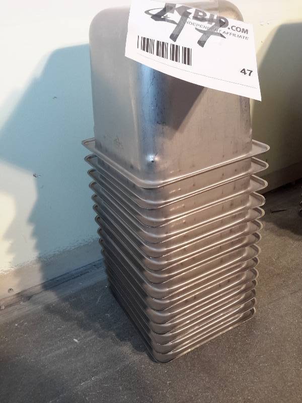 lot 47 image: 14, Stainless Steel, Food Containers. NSF, 5in x 6in x 6in