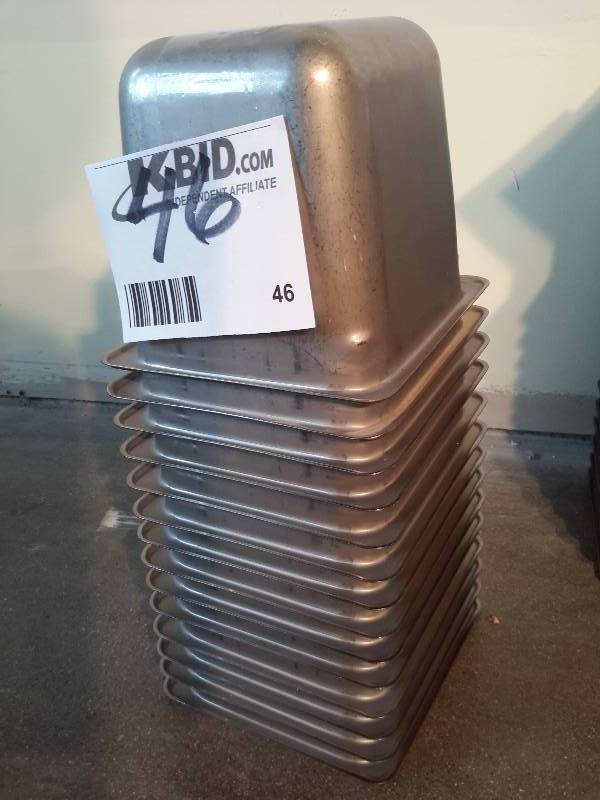 lot 46 image: 14, Stainless Steel, Food Containers. NSF, 5in x 6in x 6in