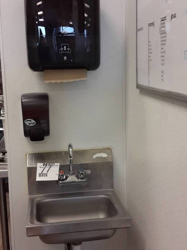 lot 11 image: Stainless Steel Hand Sink with Soap disp and towel dispensers