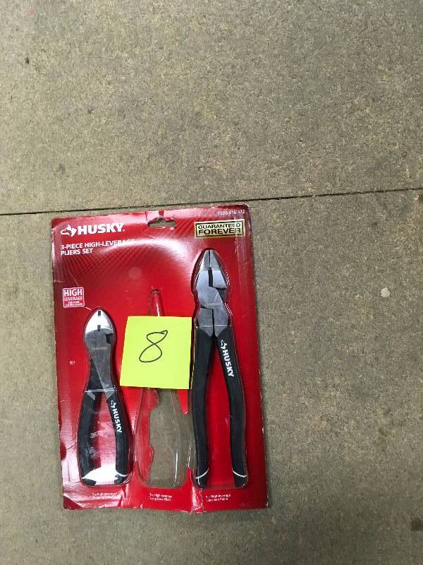 Husky High- Leverage Long Nose Pliers Set (3 Piece) Missing 1 pc no used