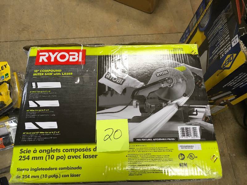 Ryobi 14-Amp 10 in. Compound Miter Saw with Laser,  in Green open box in good working condition