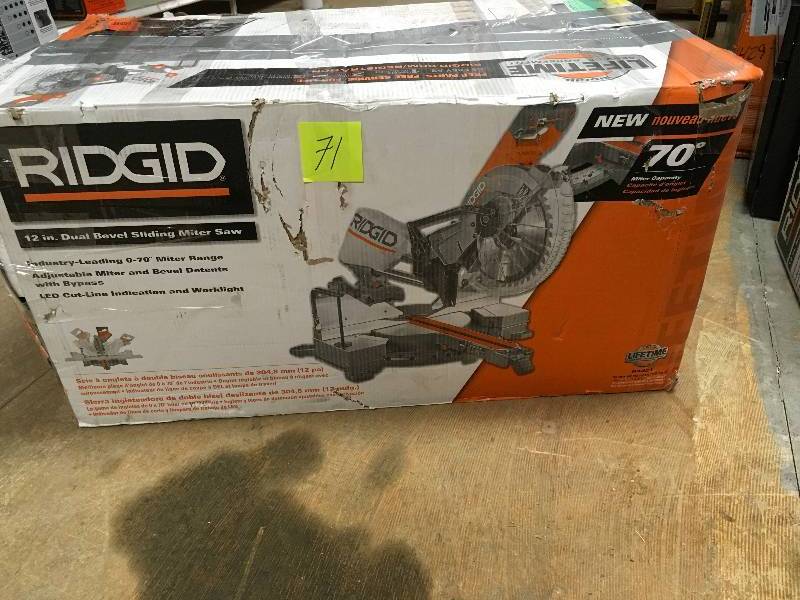Ridgid 12 in. Dual Bevel Sliding Miter Saw  open box in good working condition