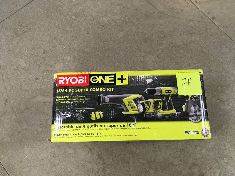 Ryobi One 18-Volt 4 Piece Super Combo Kit  used in good working condition