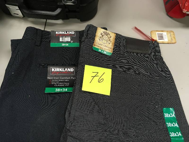 Kirkland Signature Non-Iron Mens Comfort Pants- 38x34- Lot of 2 new