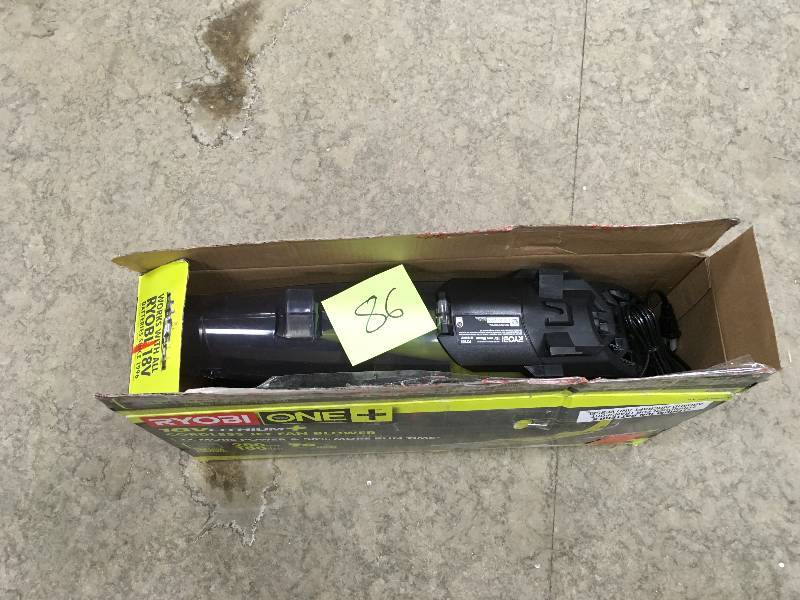 Ryobi One 100 MPH 280CFM Variable 18- Volt Lithium -Ion Cordless Jet Fan Leaf Blower 4Ah Battery and Charger Inculded  open box in like new condition