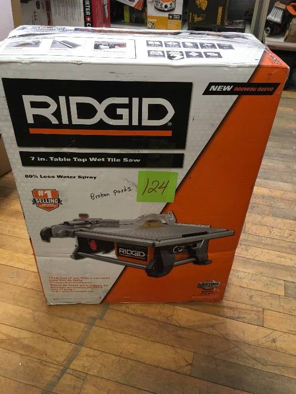 Ridgid 120-Volt 7in. Table Top Wet Tile Saw  open box in like new condition