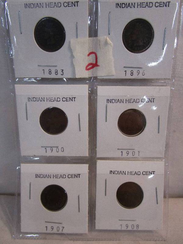 lot 2 image: 6-Indian Head Cents