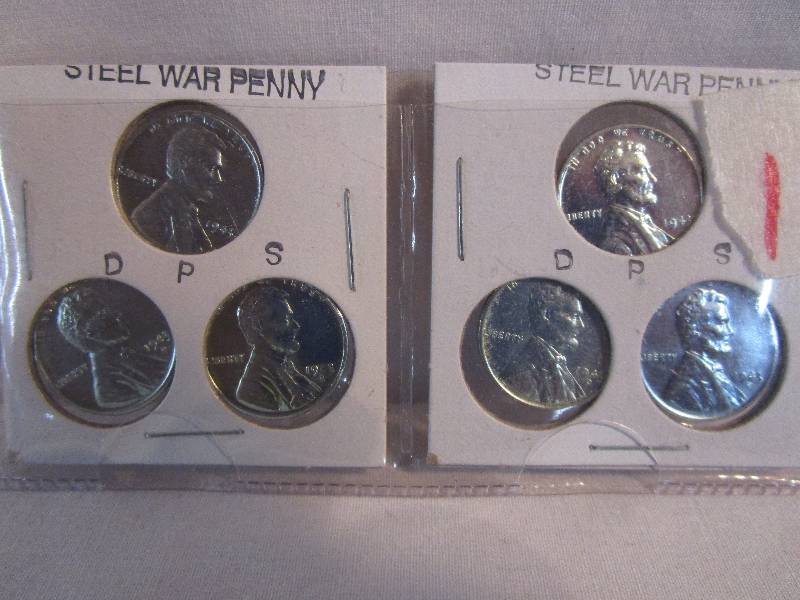 lot 12 image: 2- Sets 1943 Steel Cents PDS