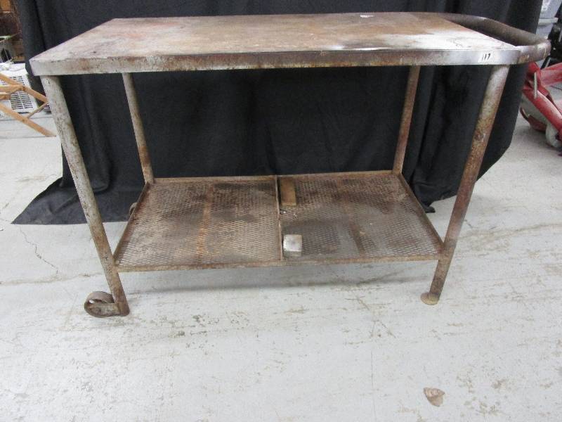 lot 59 image: Metal Table on Wheels 4x 26x 3 high