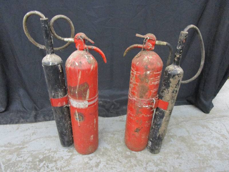 lot 114 image: Vintage Industrial Randolph 15 Fire Extinguishers