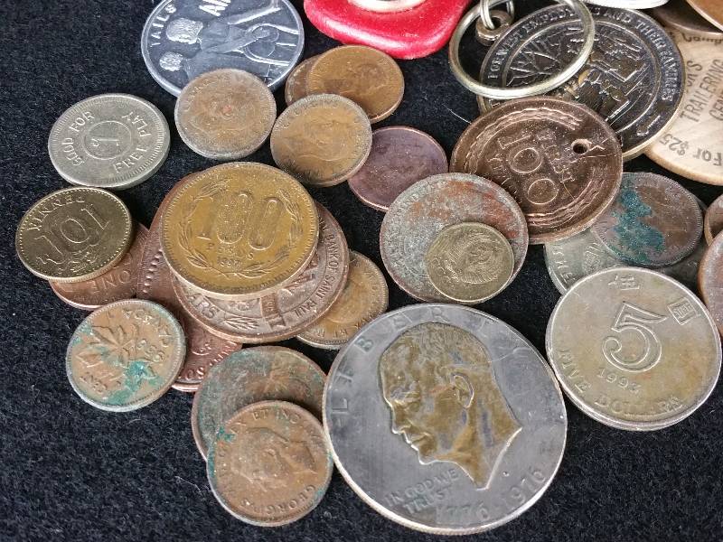 Group of Unsorted Coins, Tokens, Etc.