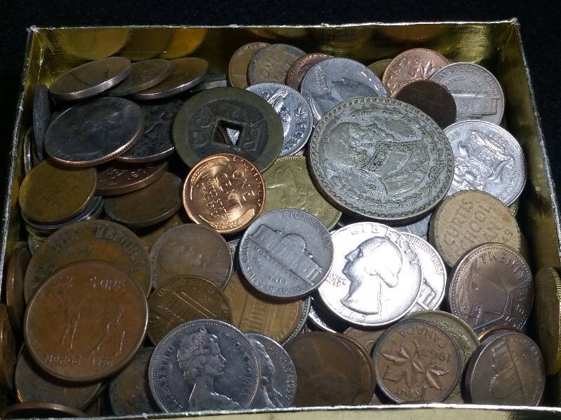 Group of Unsorted Coins, Tokens, Etc.