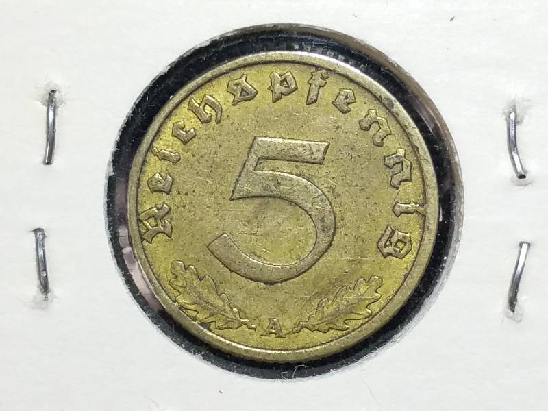 1936A 5 Pfennig German Coin - Key Date