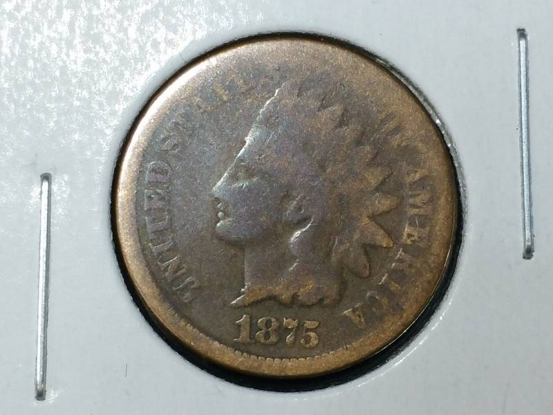 1875 Indian Head Cent, 1909 Wheat Cent, 1960 Sm D Cent