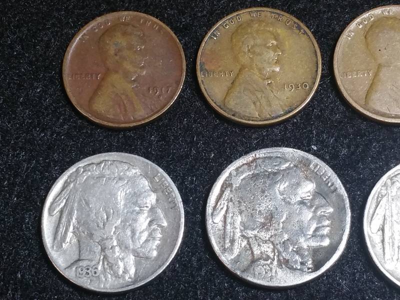 Wheat Cents, Buffalo Nickels, Liberty V Nickels