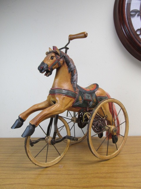 lot 20 image: Wooden 3 Wheel Pedal Horse