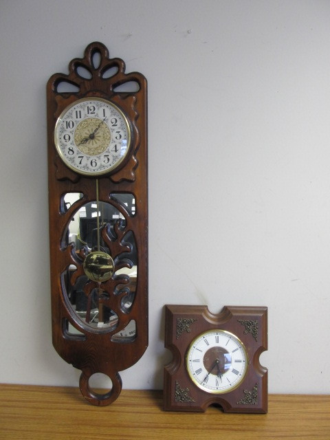 lot 61 image: Pair of Vintage Wooden Wall Clocks