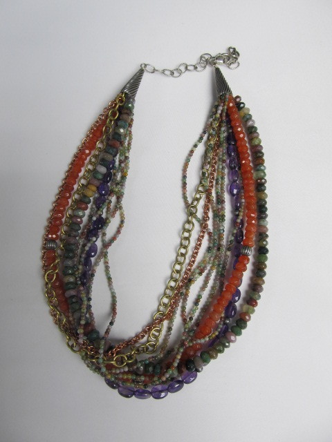 lot 113 image: Carolyn Pollack Sterling Silver & Multi-Strand Gemstone Necklace