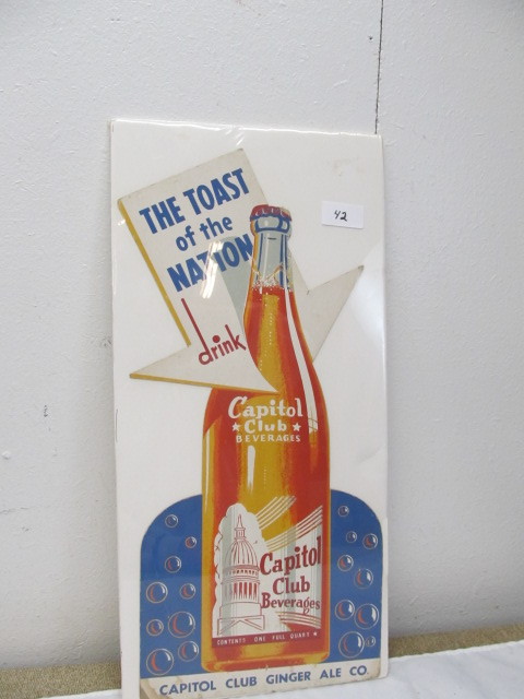 lot 42 image: Capital Club Ginger Ale Advertising Sign