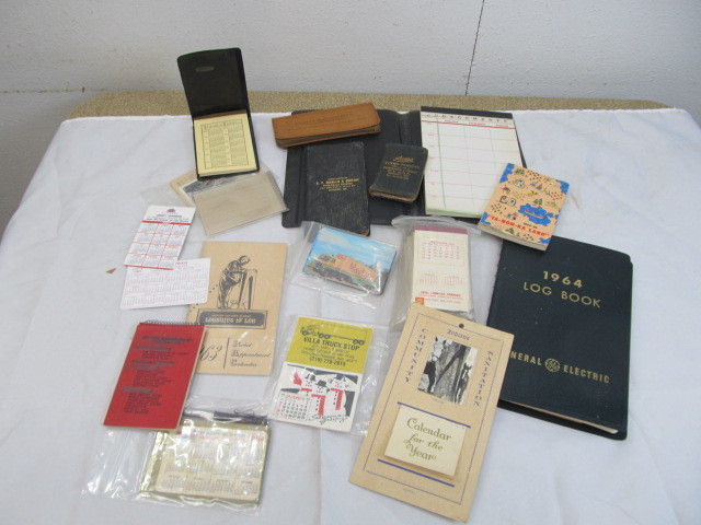 lot 46 image: Lot of Assorted Vintage Paper Ephemera Calendars Log Books, etc