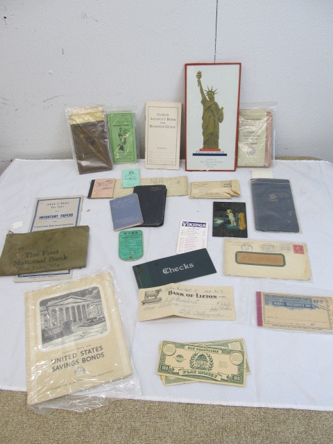lot 51 image: Lot of Assorted Vintage Paper Ephemera- Banking Items