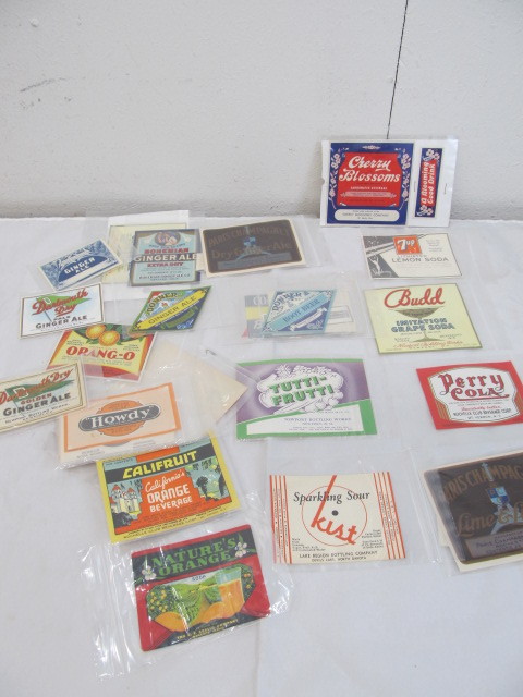 lot 54 image: Vintage Soda Labels