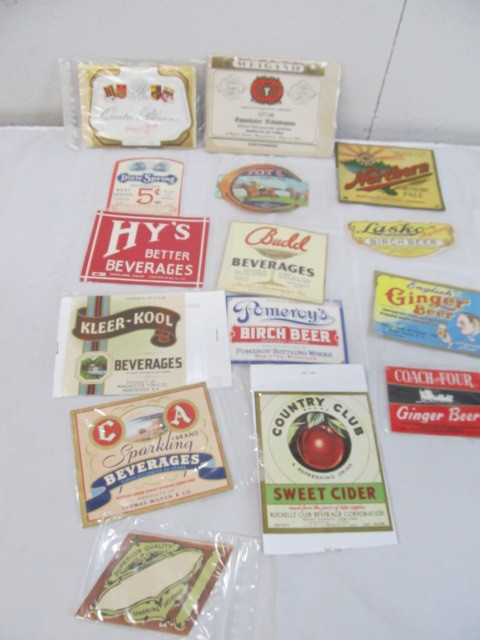 lot 55 image: Lot of Vintage Beer & Soda Labels