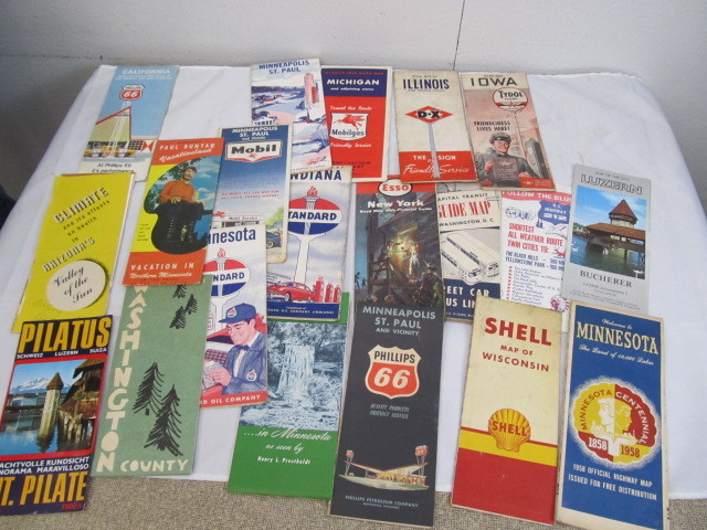 lot 75 image: Large Lot of Vintage Road Maps