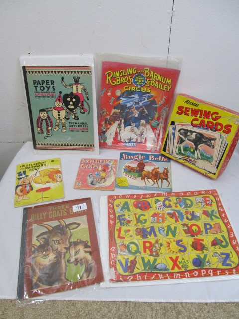 lot 77 image: Lot of Assorted Vintage Paper Ephemera - Childrens Puzzles & Games