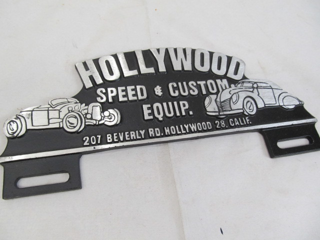 lot 112 image: Hollywood Speed Custom Equip License Topper