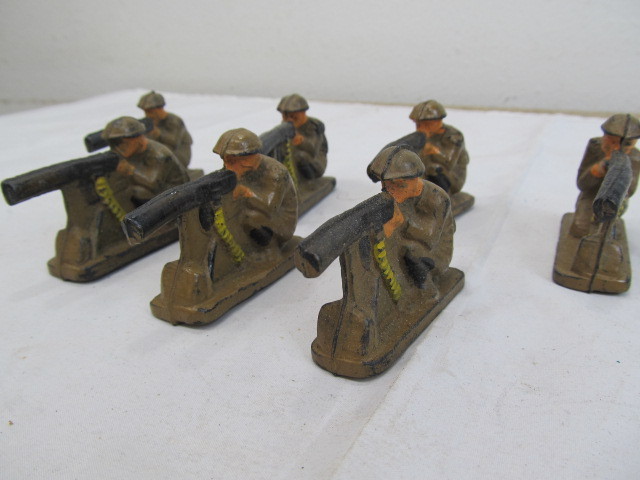 lot 177 image: Lot of Vintage AUBURN Rubber Toy Soldiers - Machine Gunners