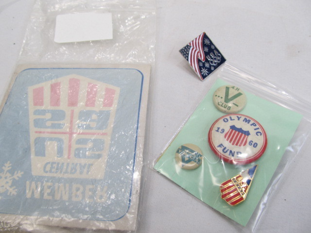lot 180 image: Lot of Pinbacks & Olympic Decal - YMCA, 4H, Olympic, etc.