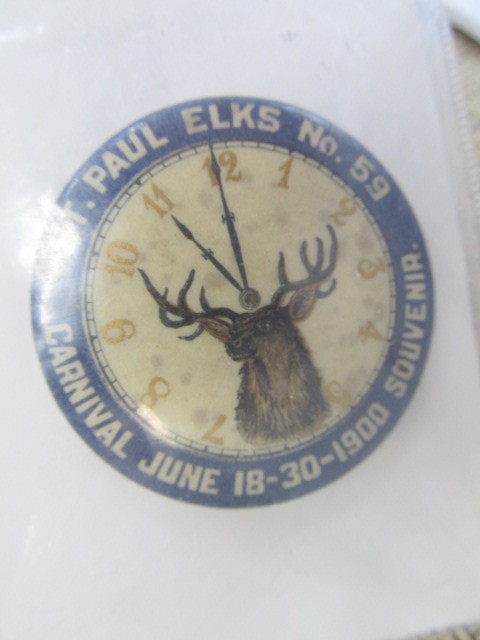 lot 203 image: St Paul Elks 1900 Carnival Pinback