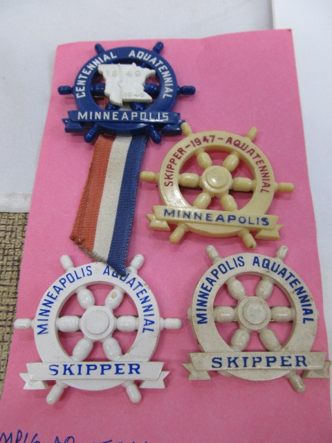 lot 220 image: 1947 & 1949 Minneapolis Aquatennial Pins, Skipper Pins