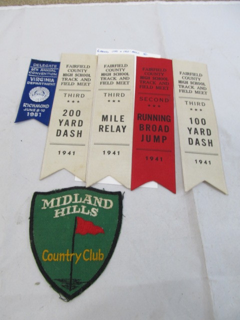 lot 223 image: Lot of 1941 & 1951 County Ribbons & Country Club Patch